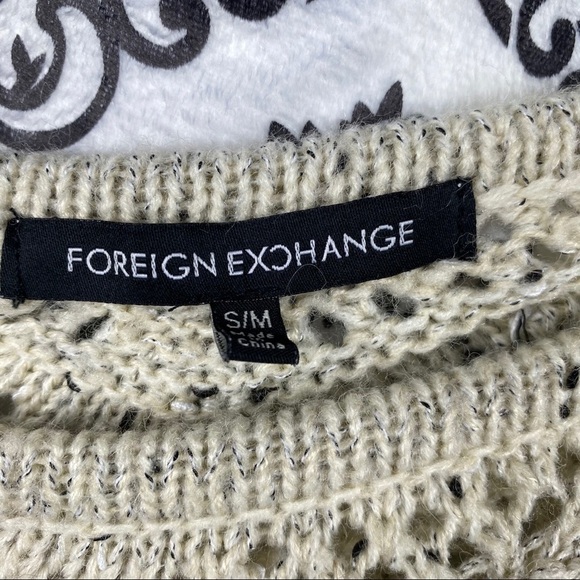 Chunky knit tan, black and metallic gold sweater. Retro striped. Long sleeve - Picture 11 of 12